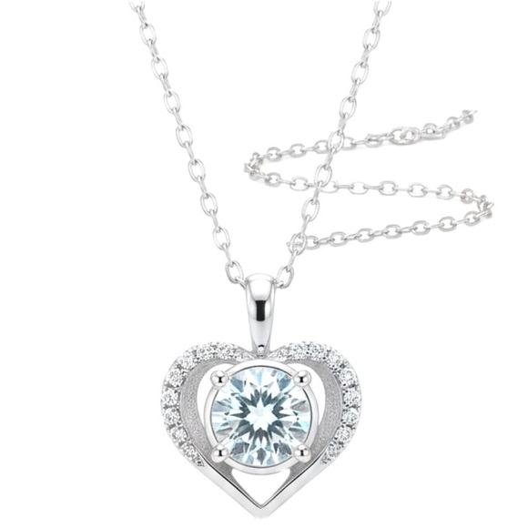 Moissanite Jewelry - Over 1 Ctw Bezel Set Moissanite Sterling Silver Heart Pendant Necklace + GRA NIB